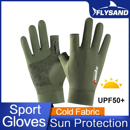FLYSAND Anti-UV Men Women Fishing Gloves Sunscreen Anti-skid
