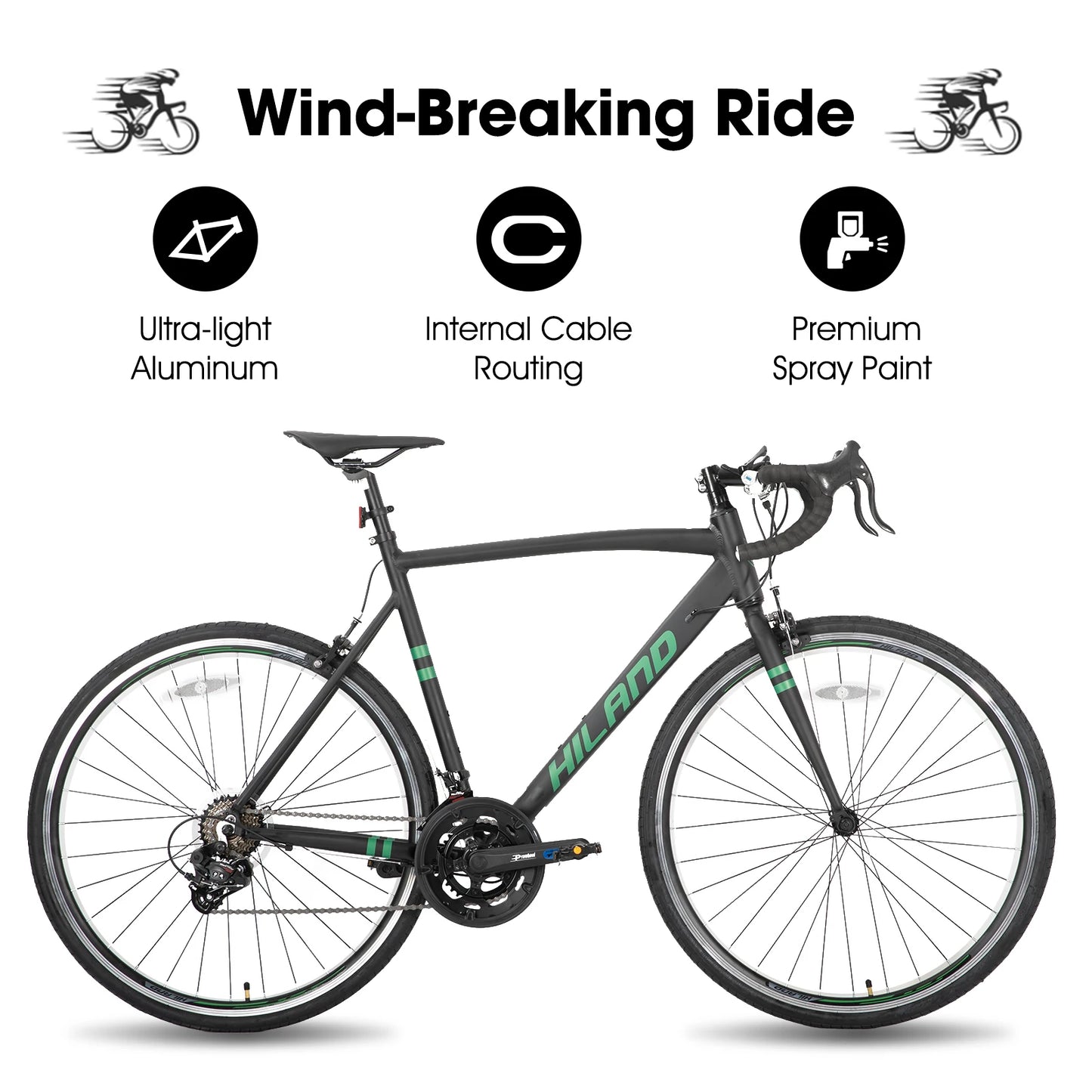 Hiland Aluminum Road Bike,Shimano 14 Speeds, 53/57cm Frame