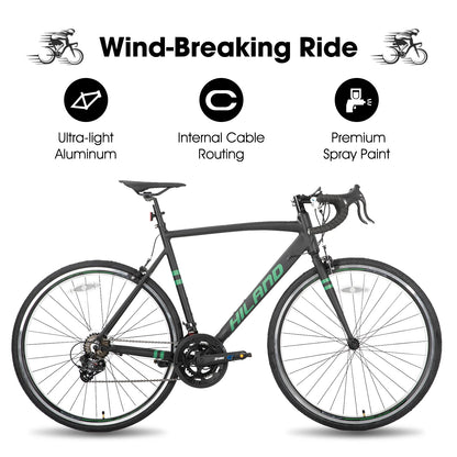 Hiland Aluminum Road Bike,Shimano 14 Speeds, 53/57cm Frame