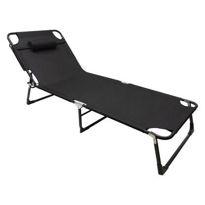 Black Portable Folding Camping Cot.