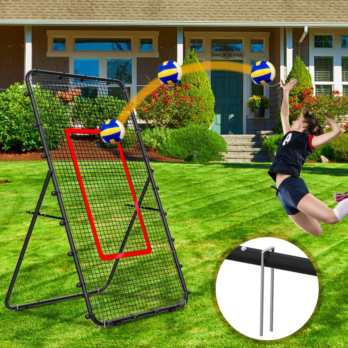 Adjustable 7x4ft Volleyball Net,Multi-Sport Rebounder.