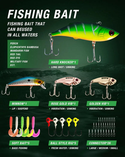 Fishing Rod and Reel Combo, Graphite Telescoping Fishing Pole Collapsible Portable Travel Kit with Carrier Bag