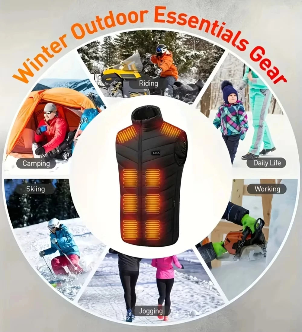 Men's and Woman's 28/9 Areas Heated Vest Jacket Heated Electric Usb.