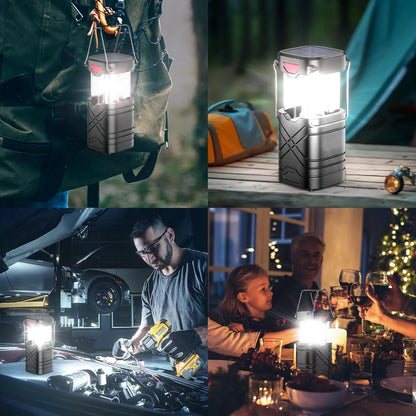 4 Pack Rechargeable Camping Lights - Solar/Battery LED,
