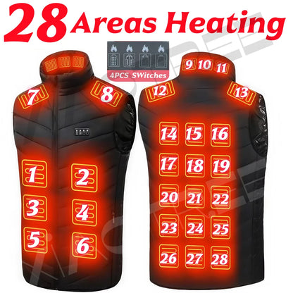 Men's and Woman's 28/9 Areas Heated Vest Jacket Heated Electric Usb.
