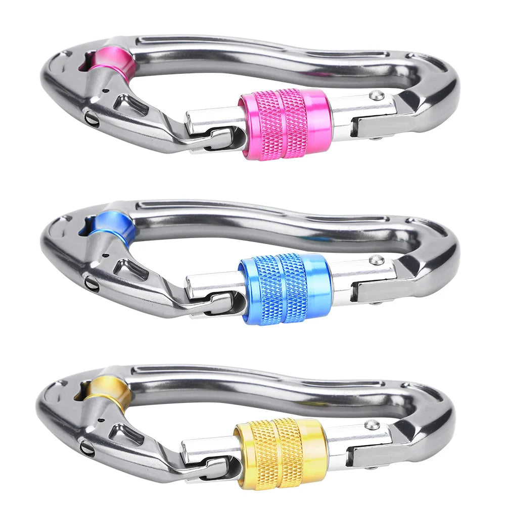 Carabiner Mountaineering,  25KN, Screw Locking Hook for Rock Climbing