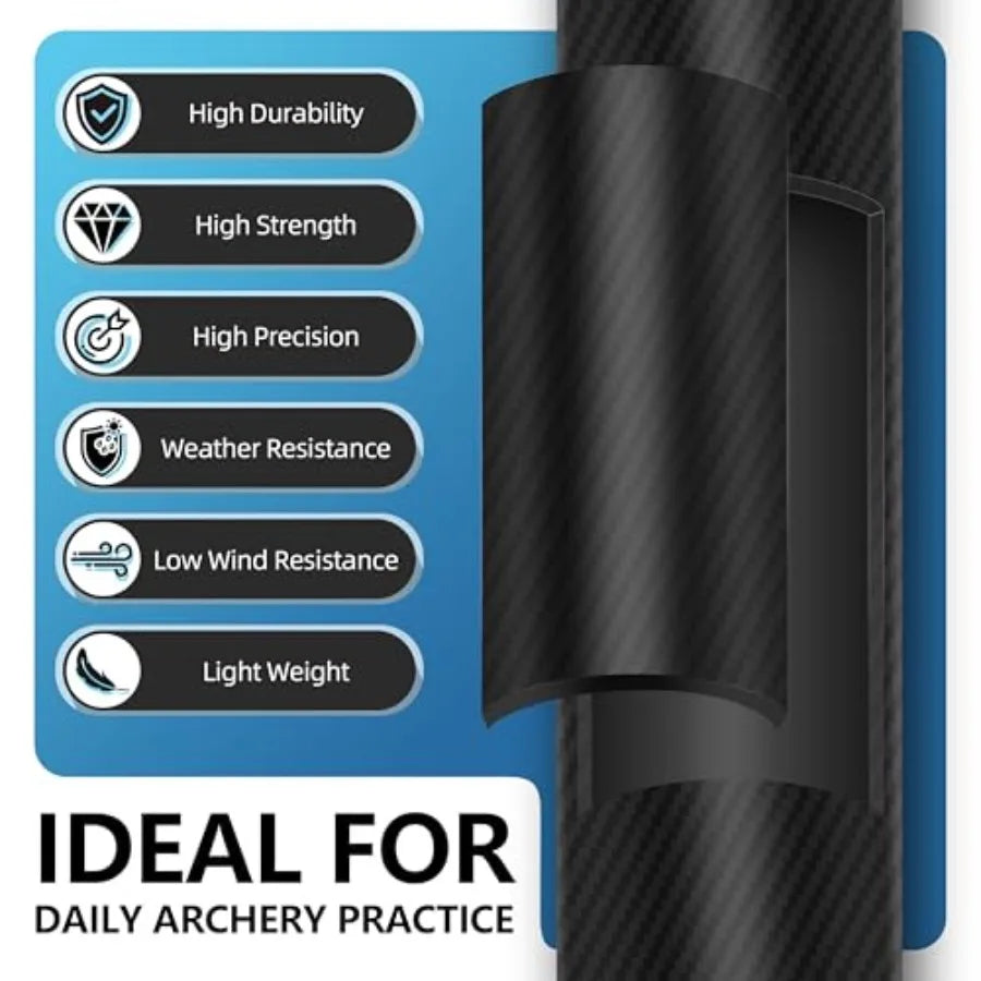 24PCS Compound Bow Arrows 30 Carbon Shaft Spine 500 with Removable Tips