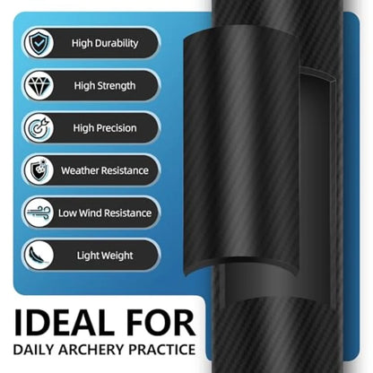 24PCS Compound Bow Arrows 30 Carbon Shaft Spine 500 with Removable Tips