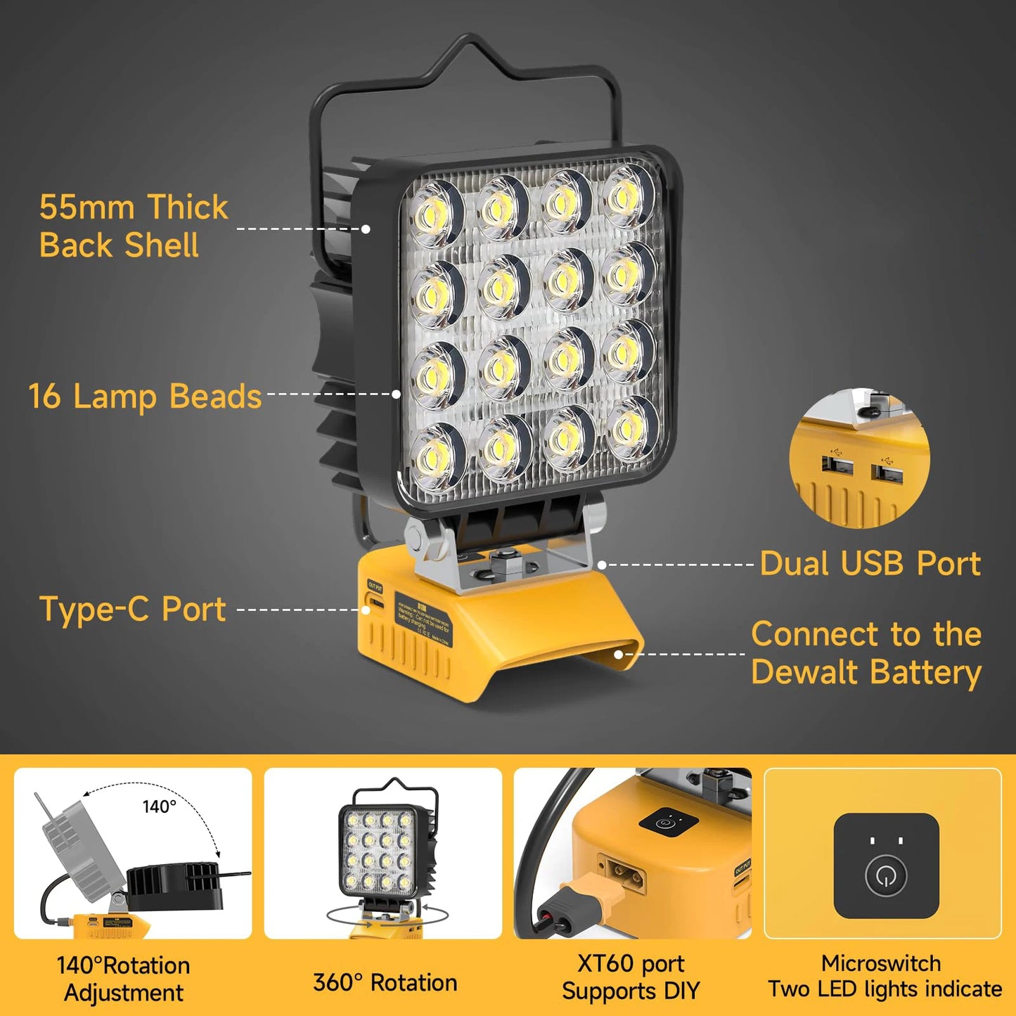 DeWalt 20V Battery 48W 4800LM Portable LED Work Light