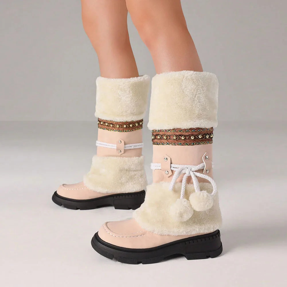 Women's Winter Furry Knee High Platform Snow Boots
