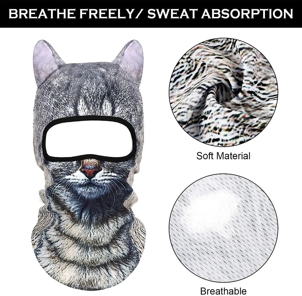 3D Animal Balaclava Ski Hats Party Cat Dog Funny mask.