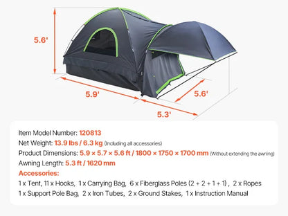 SucceBuy Pickup Truck Tent for Camping Waterproof PU2000 2-3 Person Truck Bed