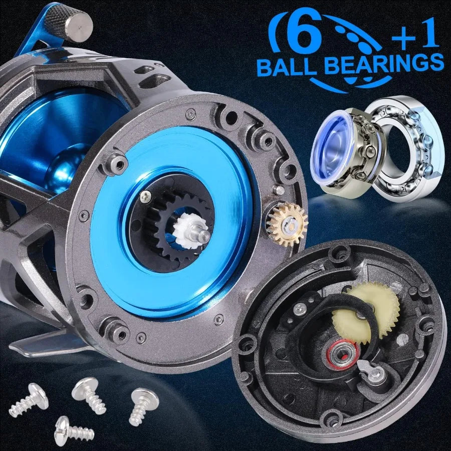 Trolling Reel Saltwater Level Wind Reels Drag Reels Boat Fishing Ocean Fishing for Sea Bass Grouper Salmon