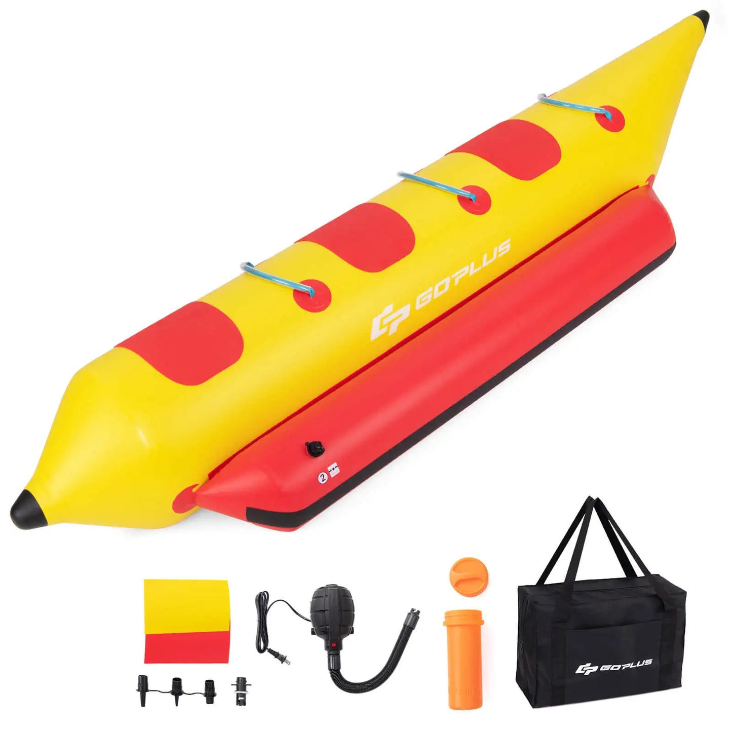 3-Person Inflatable Banana Boat, Electric Air Pump.