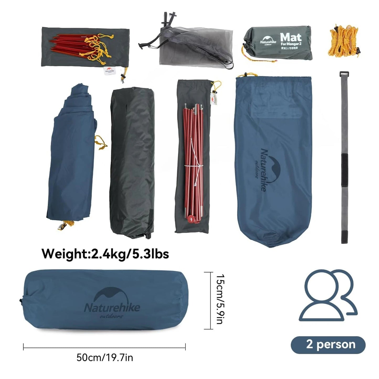 Naturehike Mongar Ultralight Tent 2 Person Waterproof PU3000mm