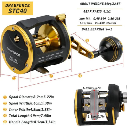 Trolling Reel Saltwater Level Wind Reels Drag Reel Boat Fishing, Ocean Fishing