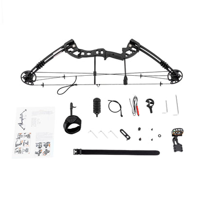 30-55 lbs Compound Bow Adjustable Draw Weight and Length with 3-Pin Sight 12 Arrows Complete Arch Set