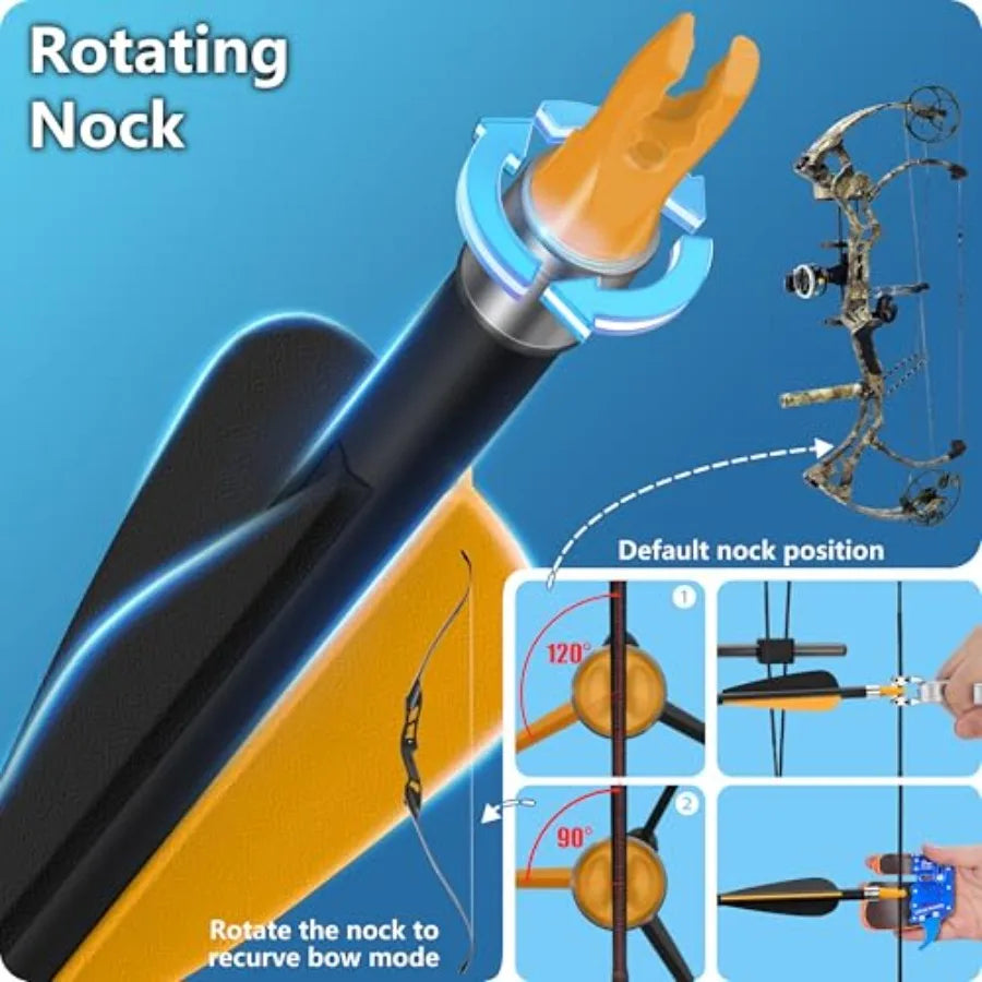 24PCS Compound Bow Arrows 30 Carbon Shaft Spine 500 with Removable Tips