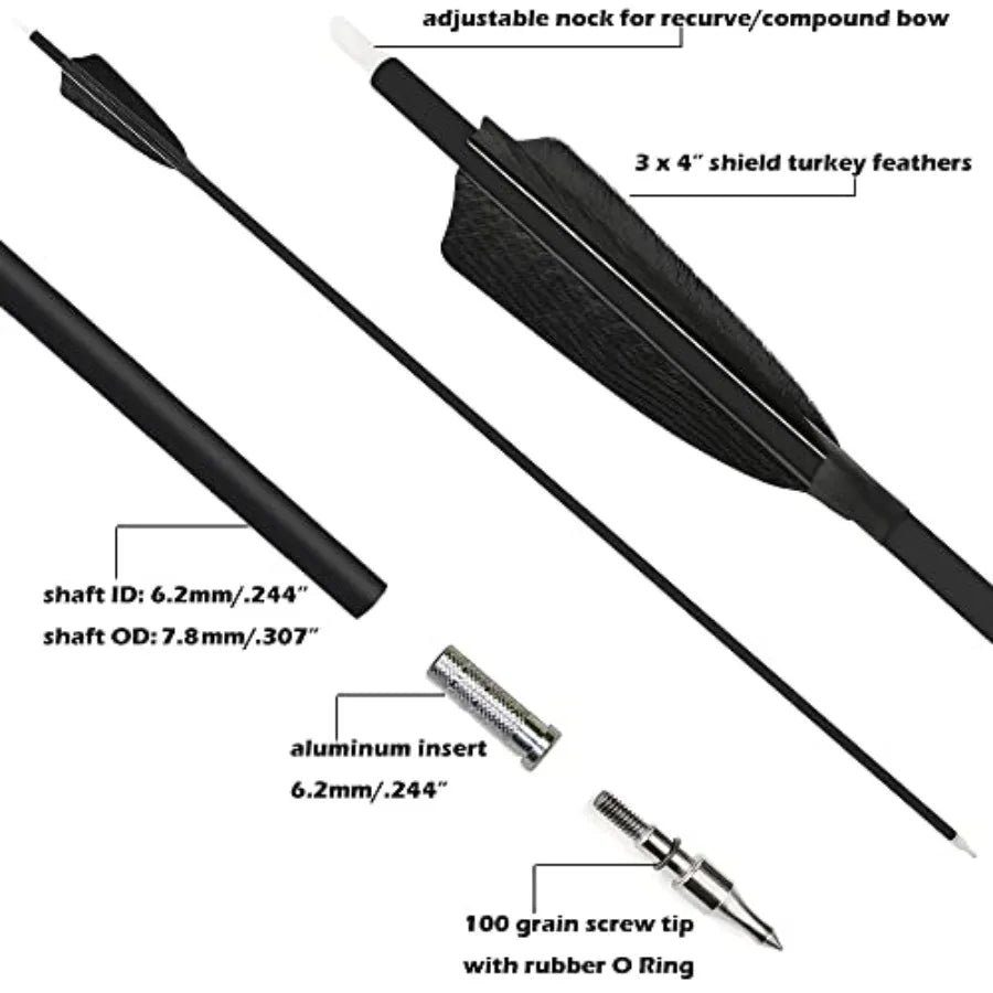 30 Inch Archery Carbon Arrows