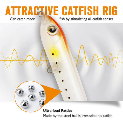 Dovesun Catfish Float Rigs with Catfish Rattles Rattling Catfish Tackle for Bank Fishing Santee Rig 6PCS