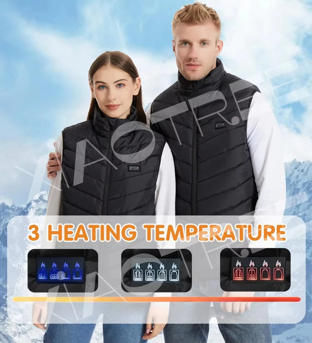 Men's and Woman's 28/9 Areas Heated Vest Jacket Heated Electric Usb.