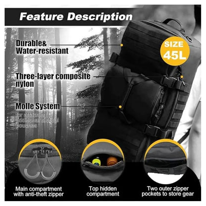 45L Large Capacity Durable 3-in-1 Duffle Backpack