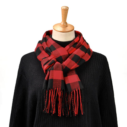 Plaid Cashmere Scarf Man Tassel Shawl