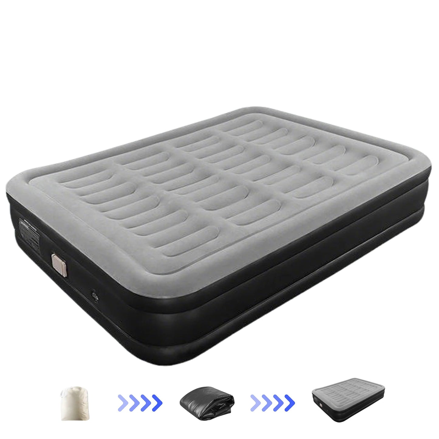 Air Mattress With Electric Air Pump, Anti-leak, Soft Flocked Top.