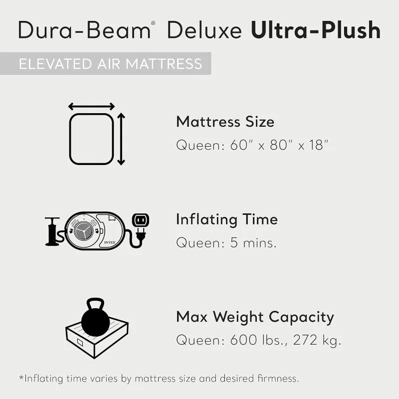 Deluxe Ultra Plush Air Mattress with Headboard – Queen Size