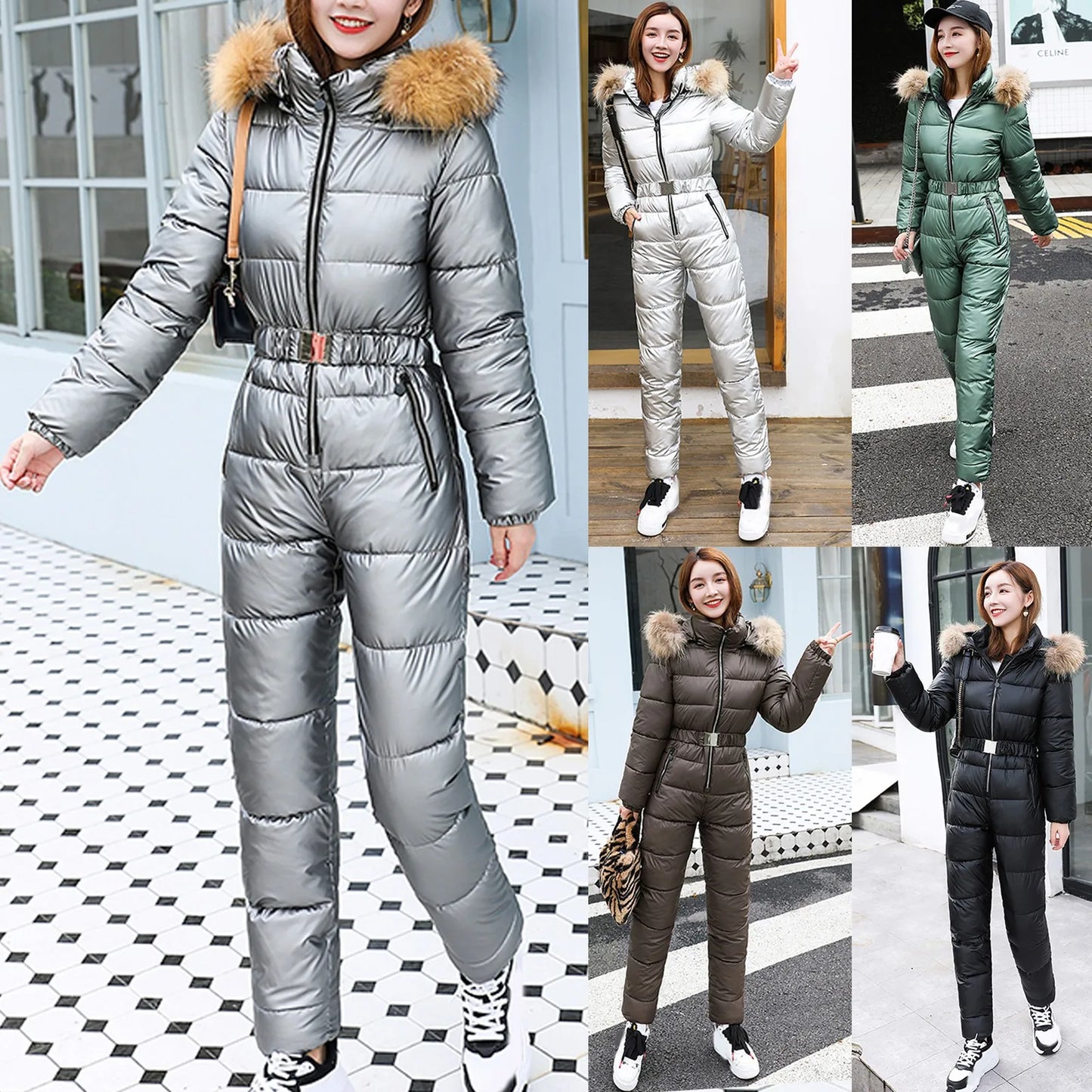 One Piece Outfit Ski Suit Women Jacket Winter Jumpsuit ll