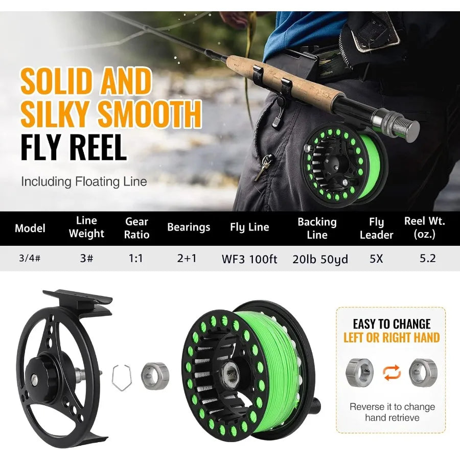 Lightweight UltraPortable Graphite Fly Fishing Rod and Reel Combo