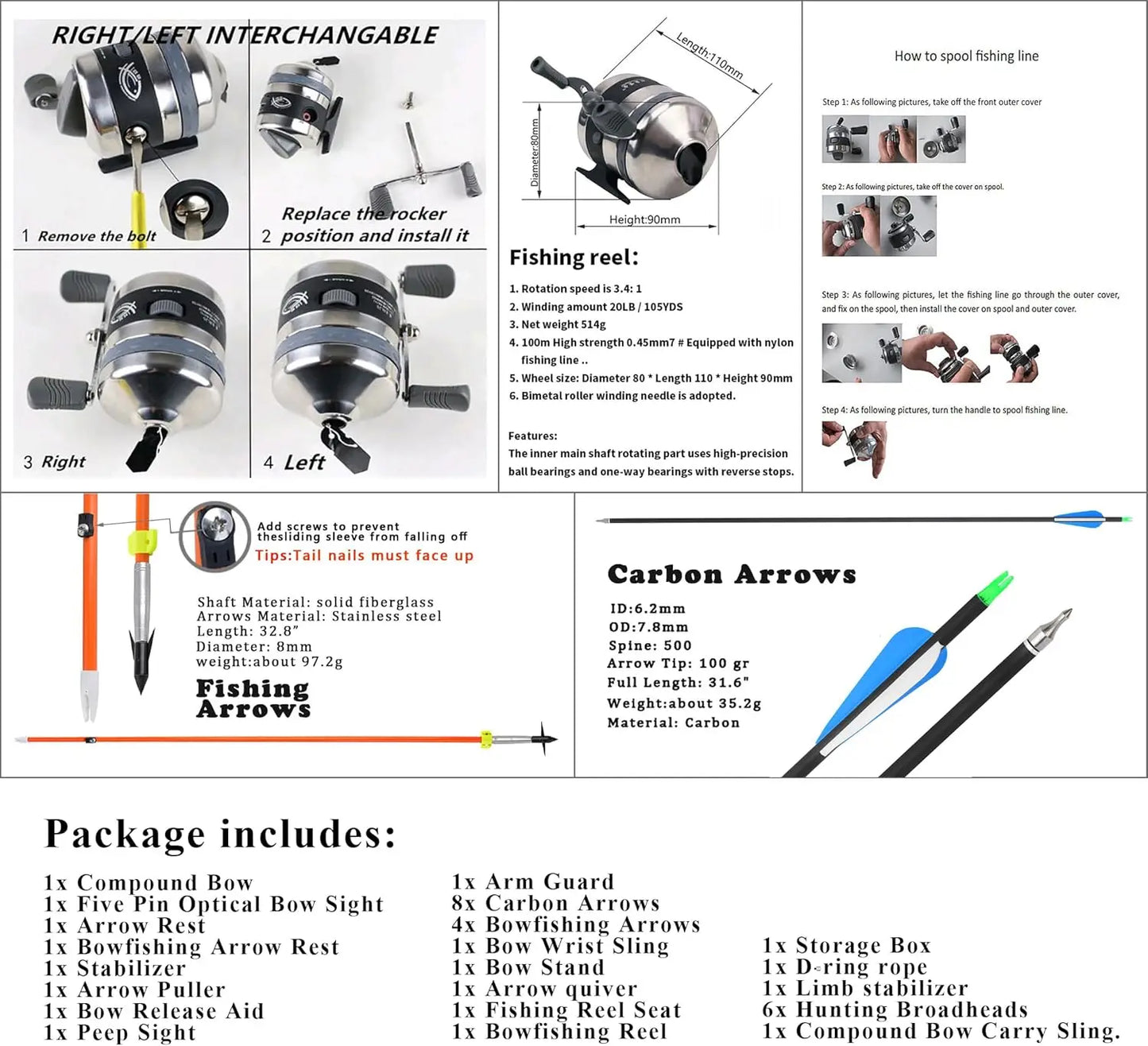 Archery Bow Fishing Compound Bow Kit