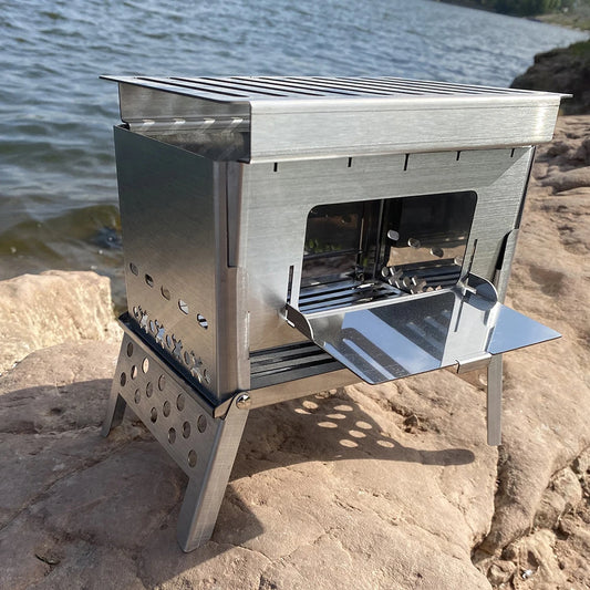 Stainless Steel Camping Wood Stove Portable Folding