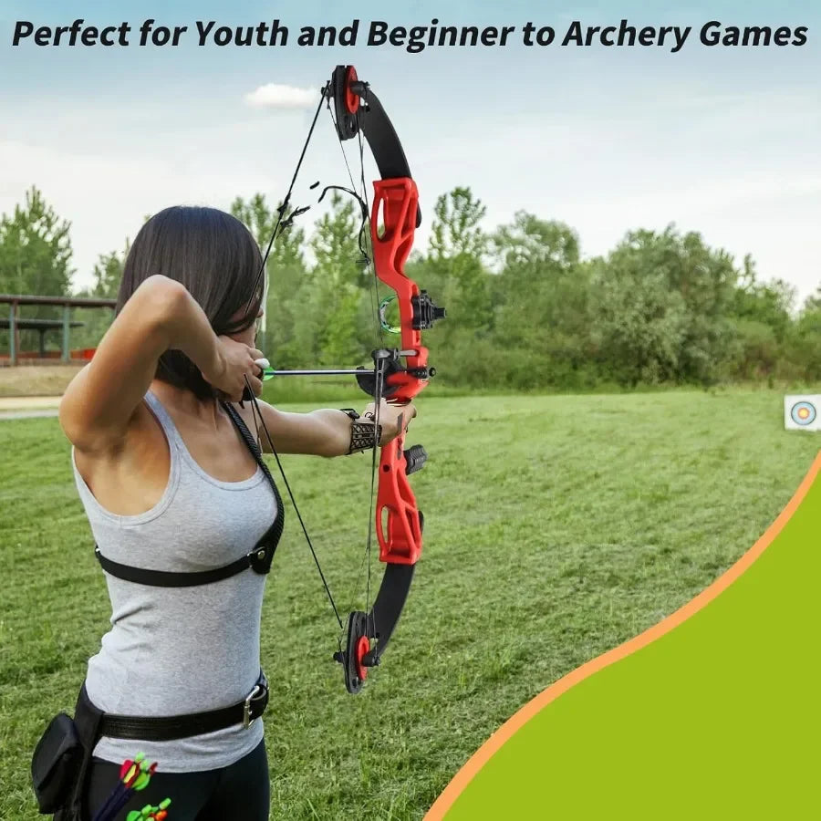 Compound Bow Archery Sets for Youth and Beginners Right Hand,15-30 lbs Draw Weight 260fps