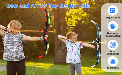 2X Bow, Arrow + Guns Toys, with stand For Kids.