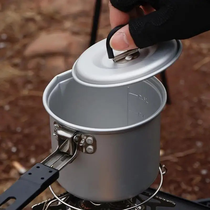 Foldable Camping Pot 700ml Aluminum Alloy Stockpot With Handle