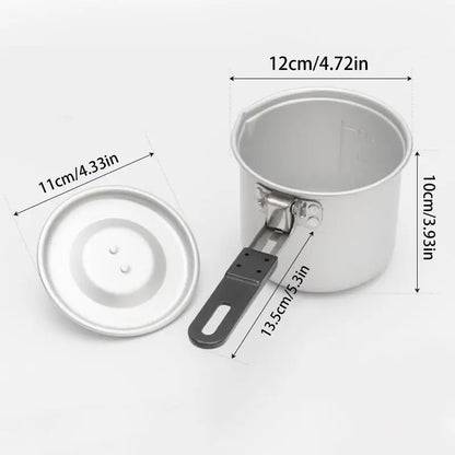 Foldable Camping Pot 700ml Aluminum Alloy Stockpot With Handle