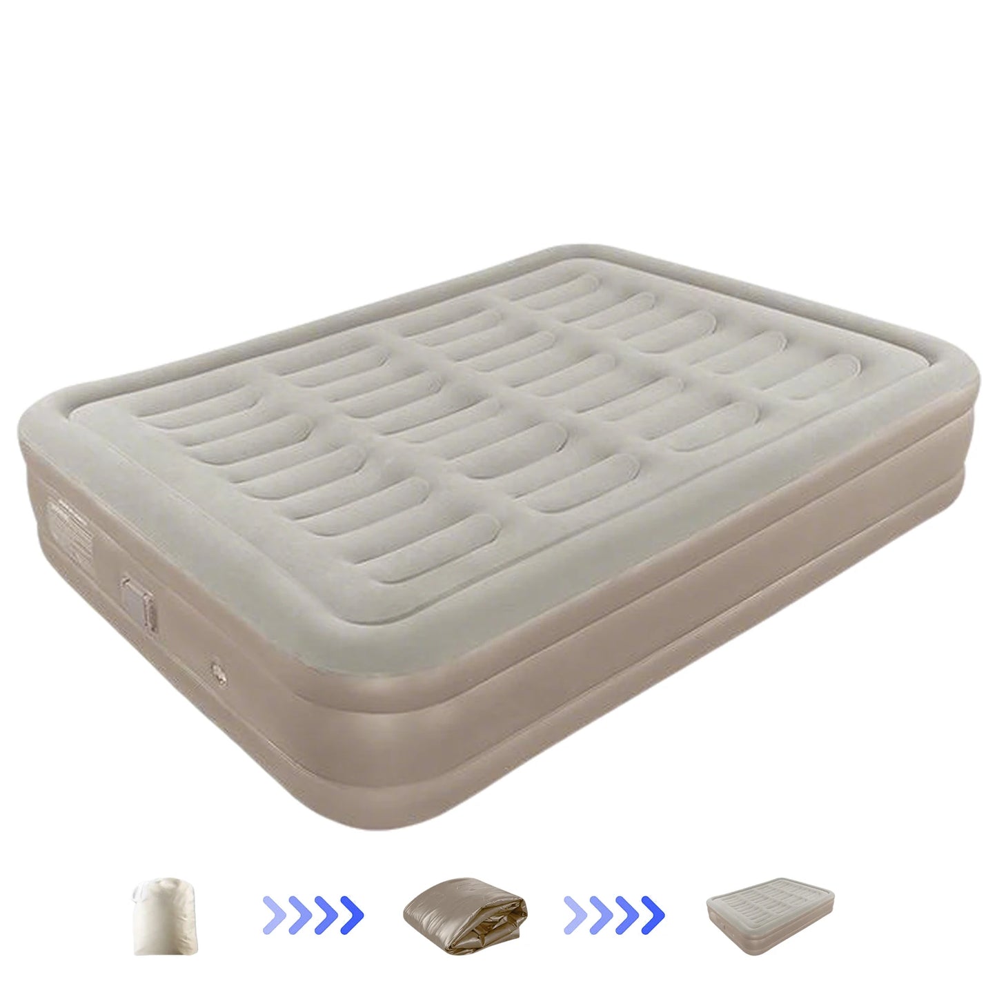 Air Mattress With Electric Air Pump, Anti-leak, Soft Flocked Top.