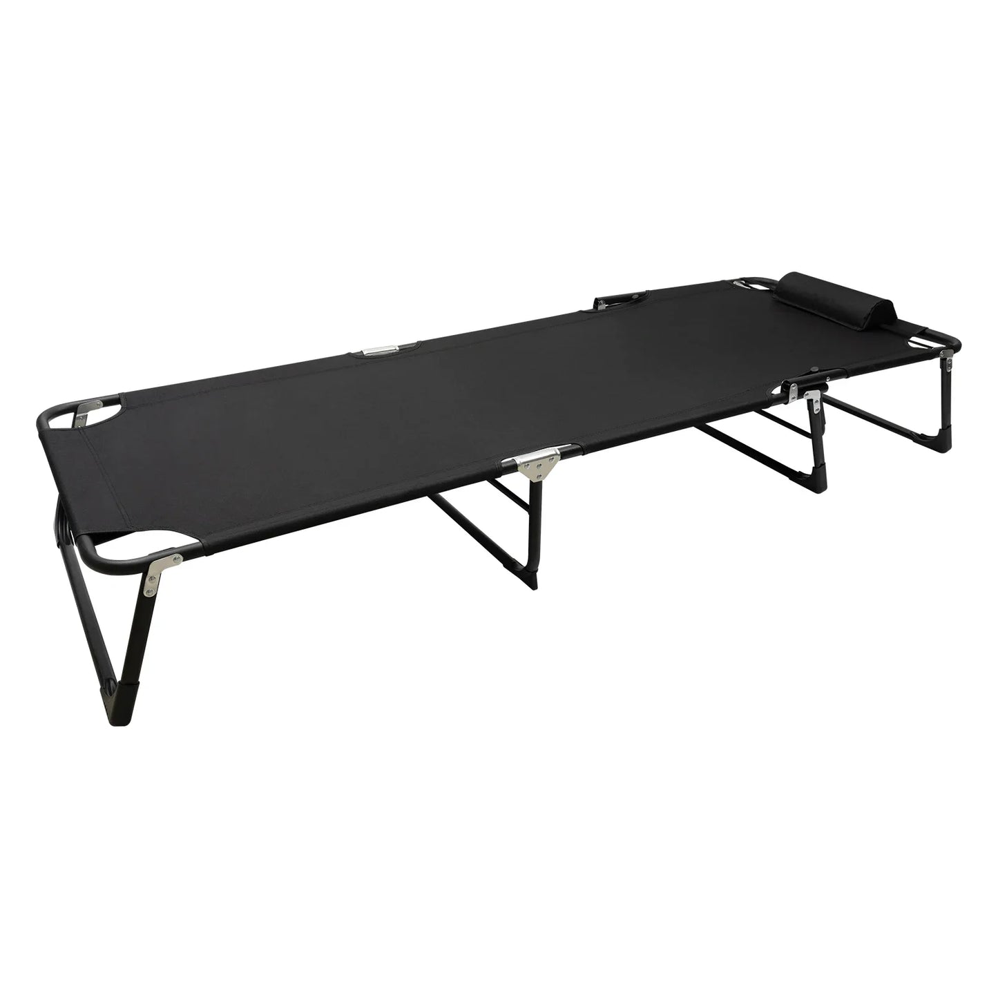 Black Portable Folding Camping Cot.
