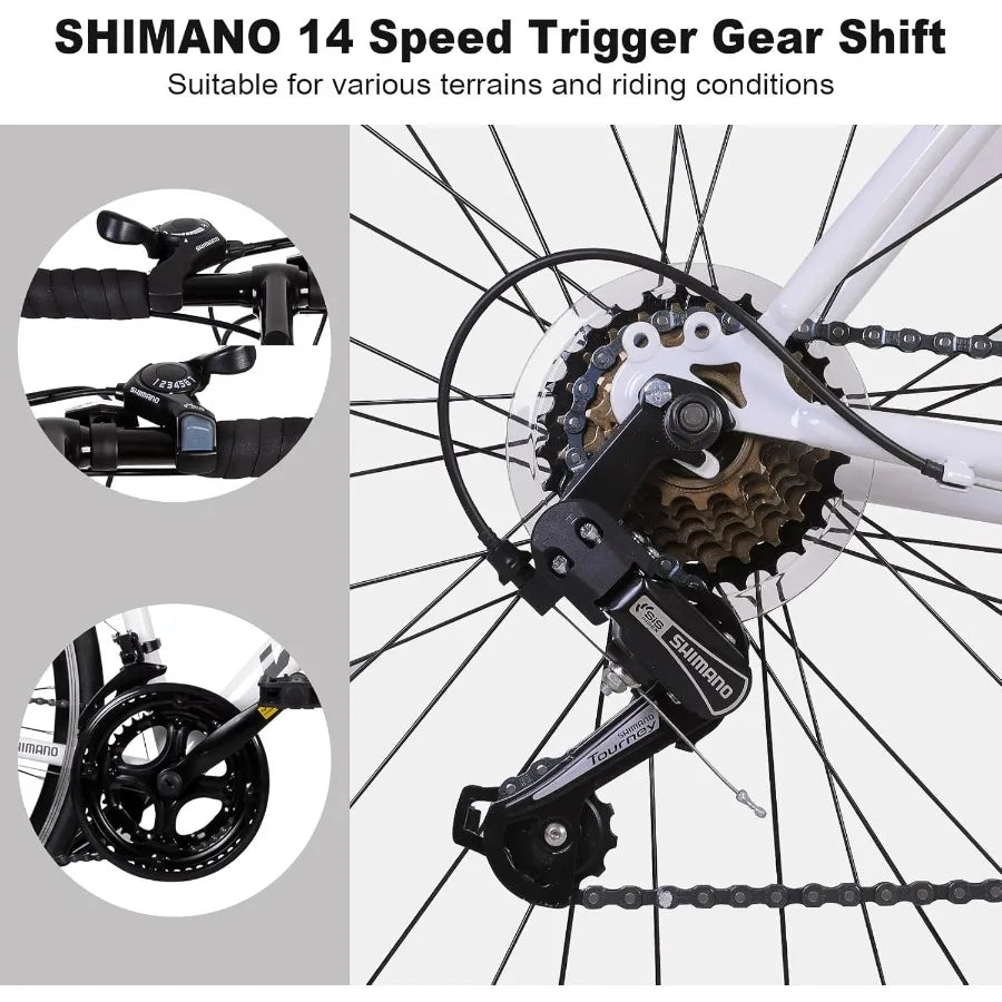 700C Road Bike for Urban Commuting with 14-Speed Drop Handlebars