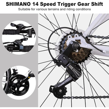 700C Road Bike for Urban Commuting with 14-Speed Drop Handlebars