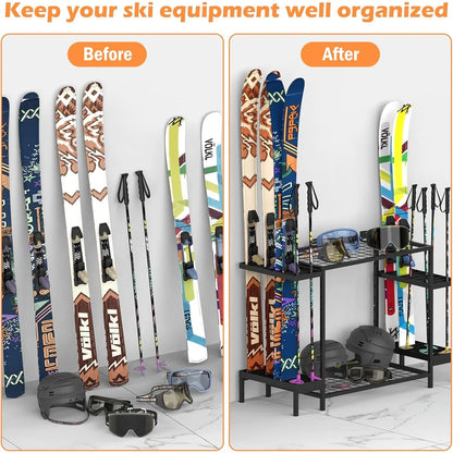Ski Storage Rack for 6 Pairs - Freestanding