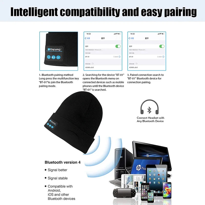 Bluetooth Hat Warm Beanie Music Wireless