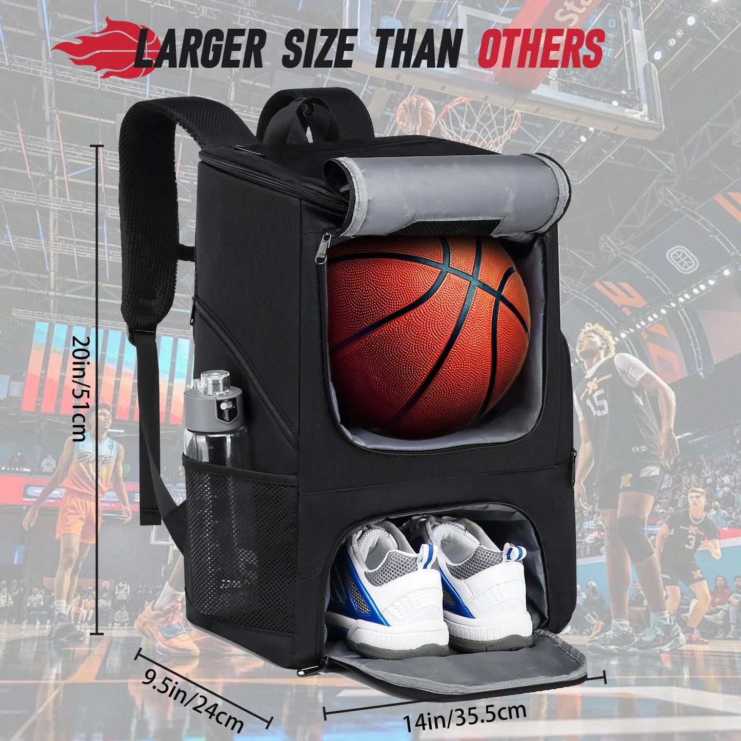 Basketball Backpack with Separate Ball holder & Shoes