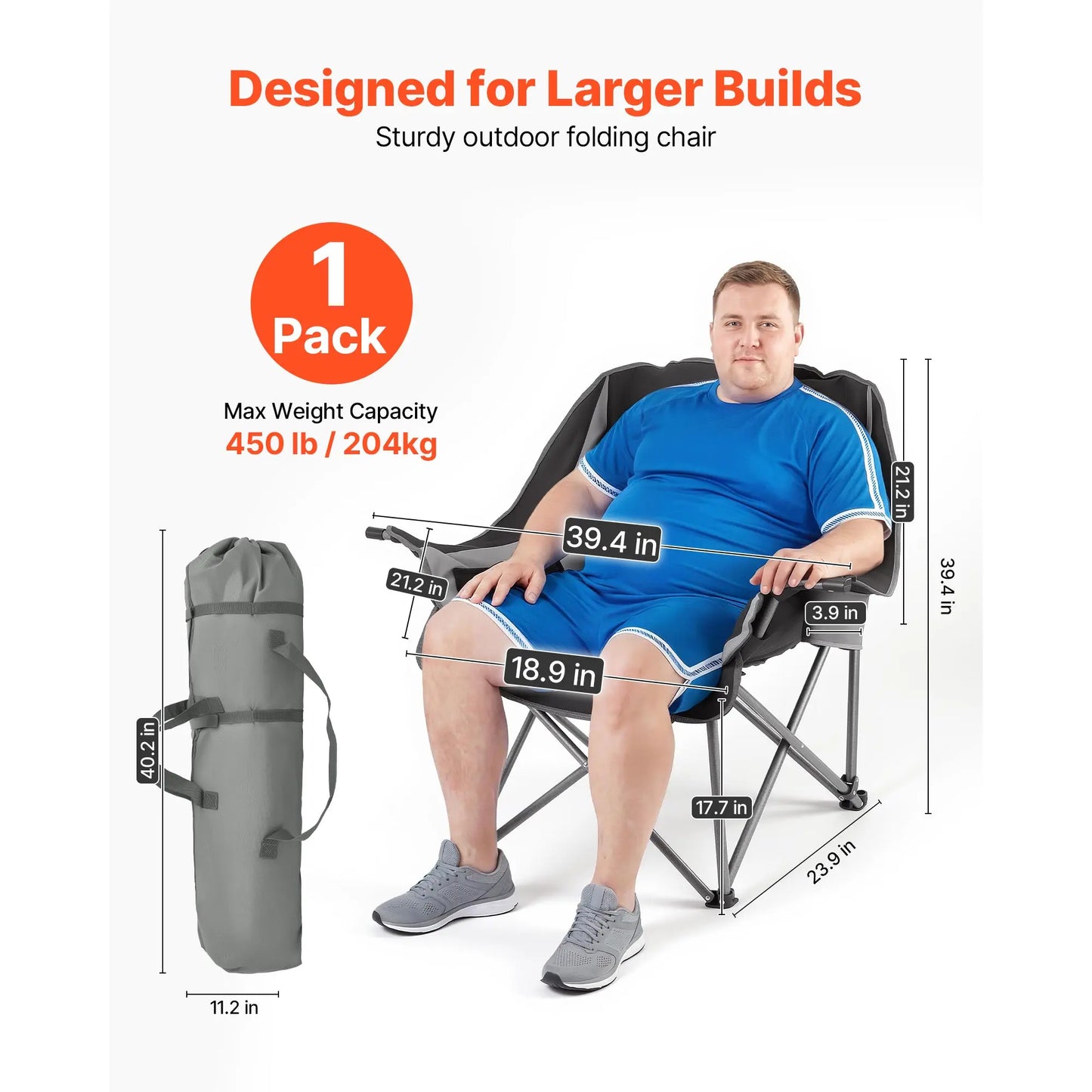 SucceBuy Oversized Camping Chairs 450lbs Heavy Duty