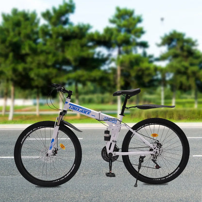 26" Folding MTB Bicycle with 21 Speed, Dual Disc Brakes, Men’s Mountain Bike