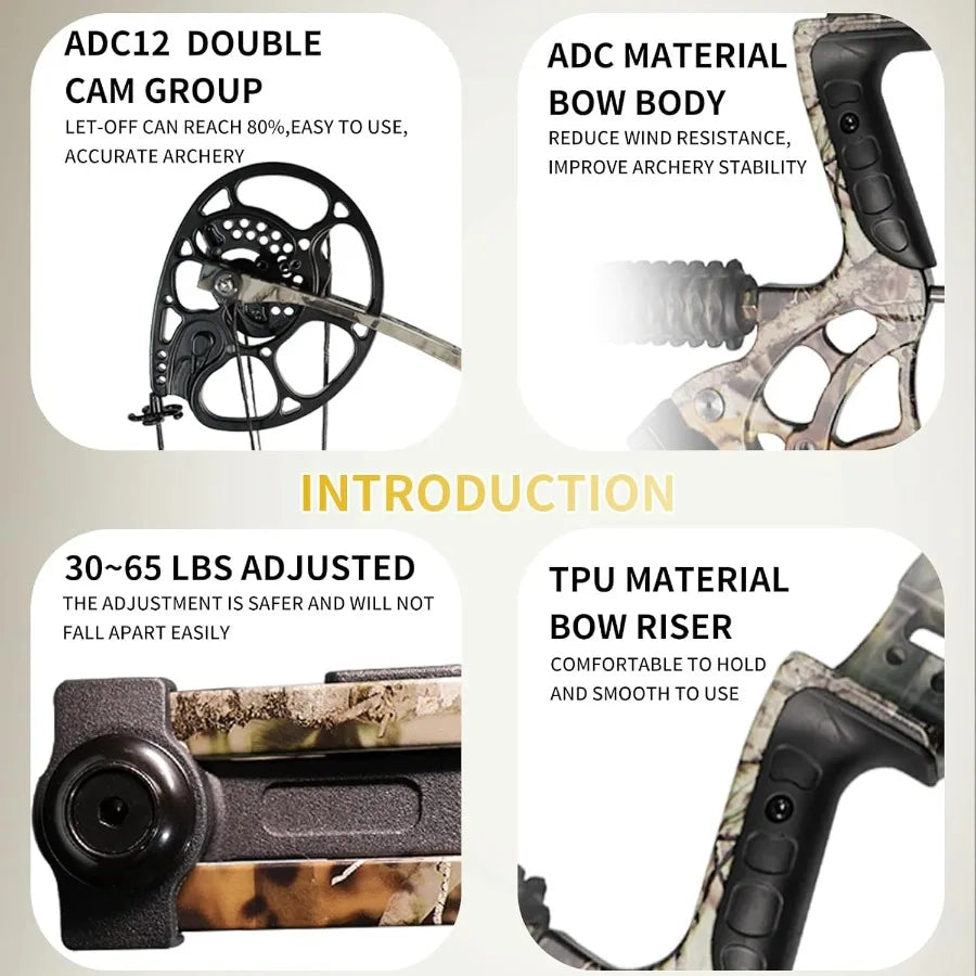 Compound Bow and Arrow Set for Adults, 30-65LBS, Composite