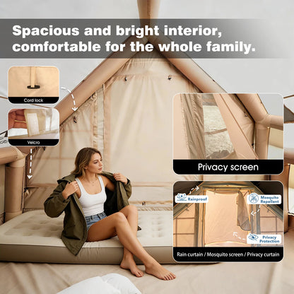 Inflatable Camping Tent 8-10 Person,129 Square Feets Large Inflatable