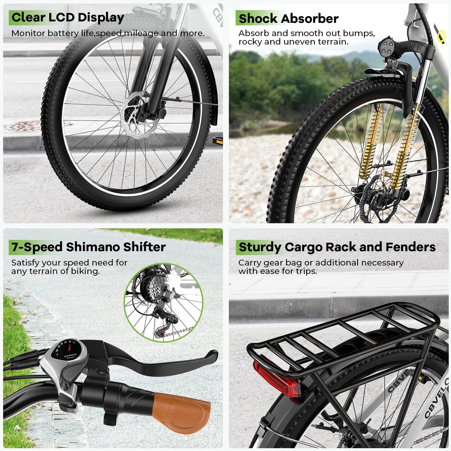 26" Step-Thru Electric bicycle for Adult,1000W Peak Motor,