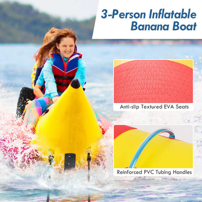 3-Person Inflatable Banana Boat, Electric Air Pump.